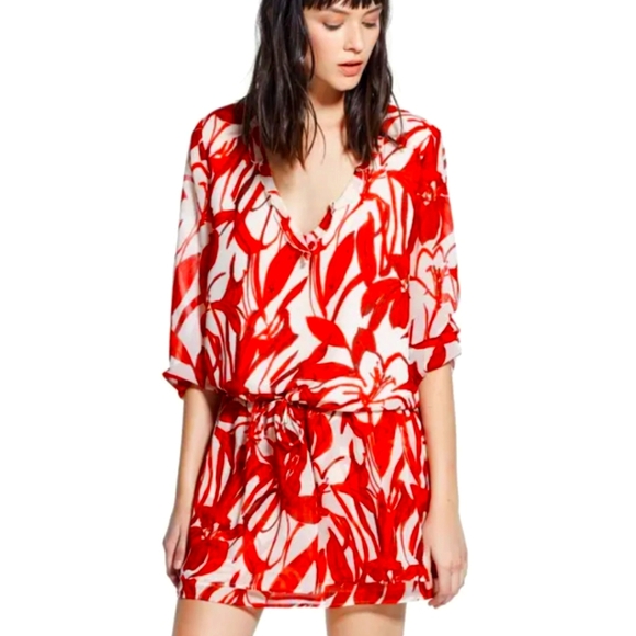 MNG By Mango Floral Chiffon Dress - Picture 1 of 10